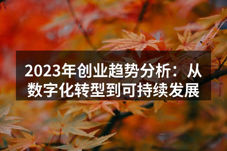 2023年创业趋势分析：从数字化转型到可持续发展