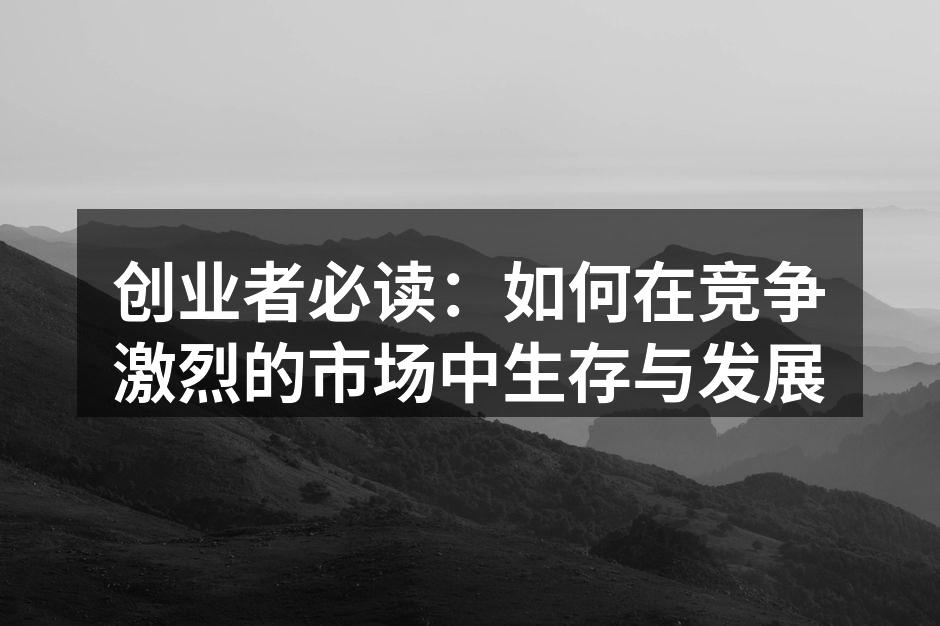 创业者必读：如何在竞争激烈的市场中生存与发展